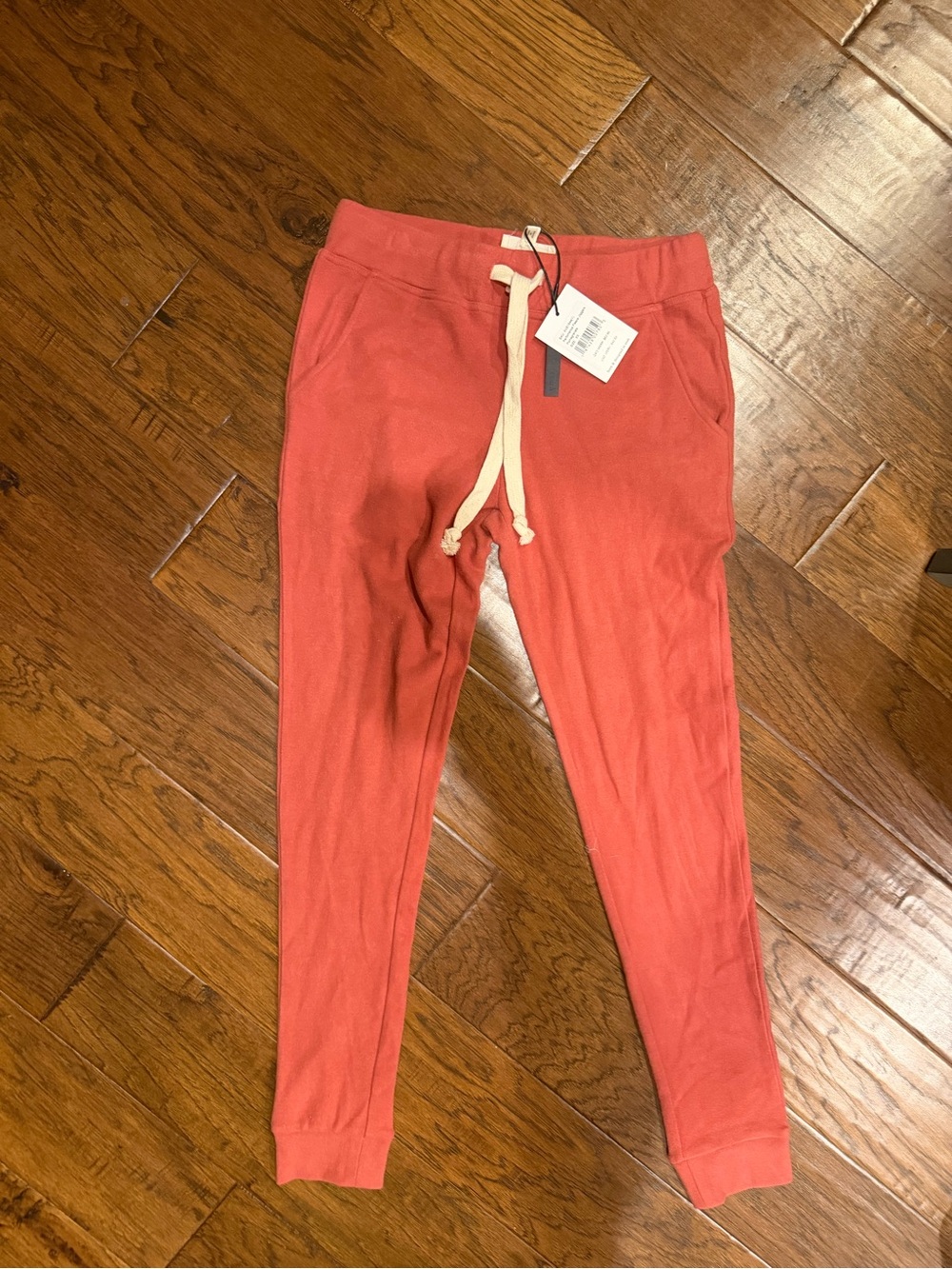 AMPERSAND AVE Coral Track Joggers with Cream Drawstring